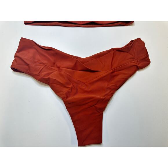 Rust V-Neck Bikini with Waistband Detail Size Small - Picture 5 of 8